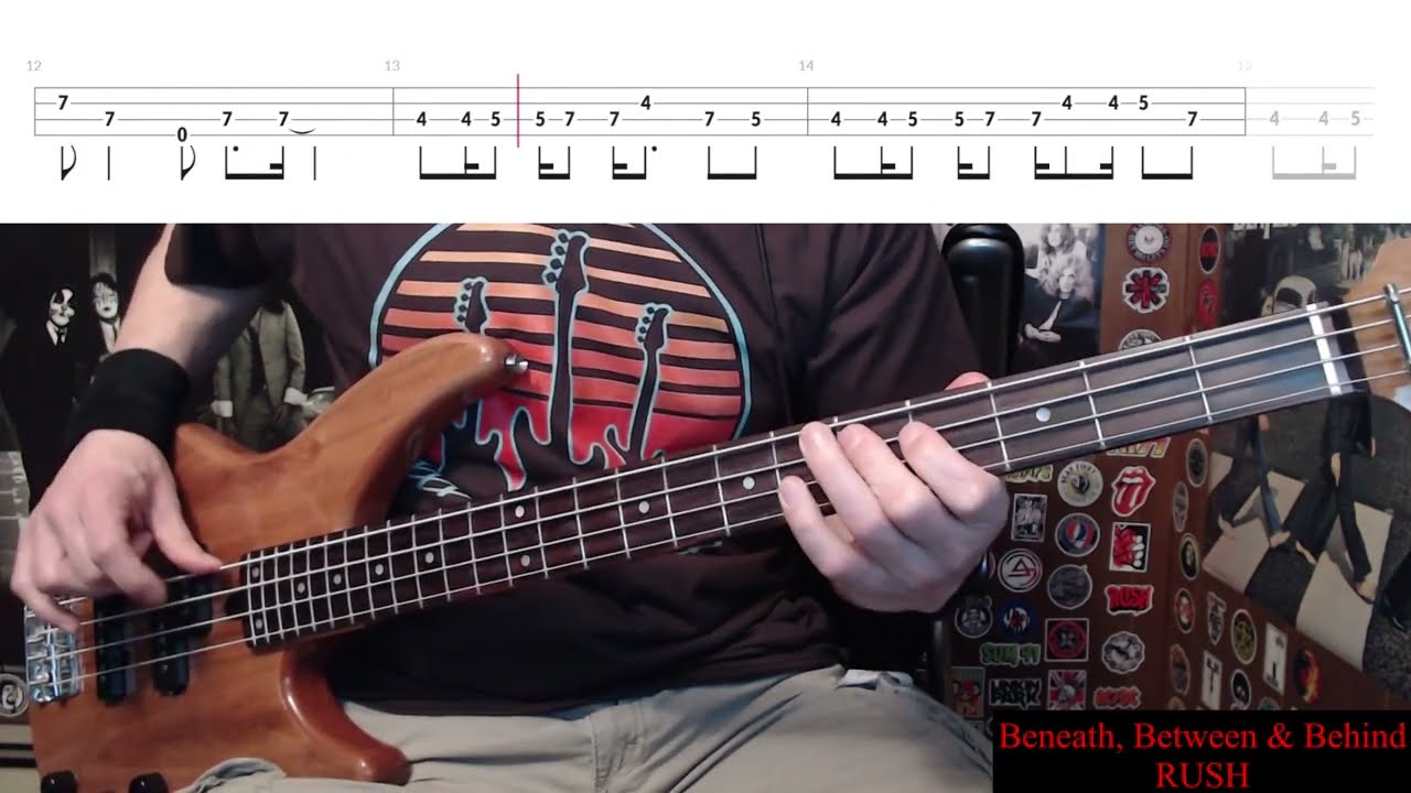 Beneath Between & Behind by Rush - Bass Cover with Tabs Play-Along