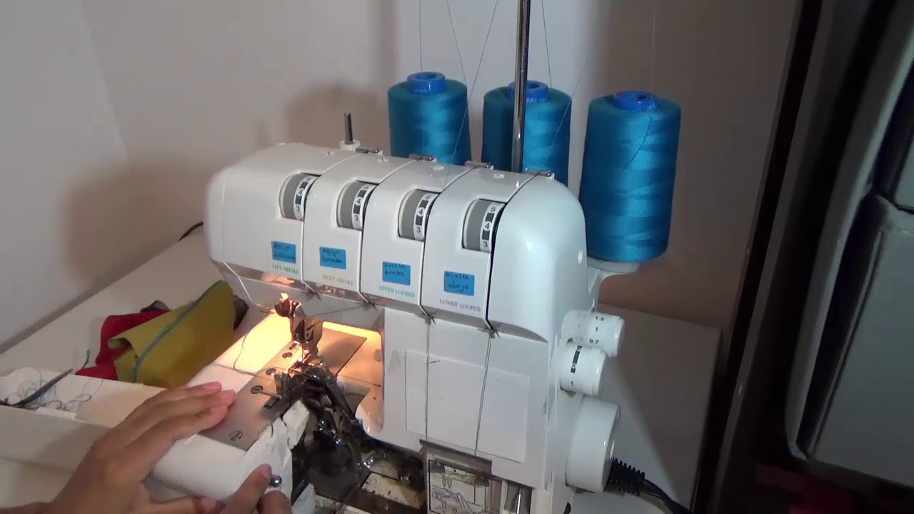Repulgo y dobladillo enrollado en distintos tejidos (remalladora/overlock Jaguar 087DW)