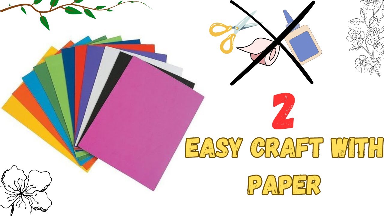 2 No Glue Paper Craft Ideas / Easy Paper crafts without glue and scissors / Origami Paper craft