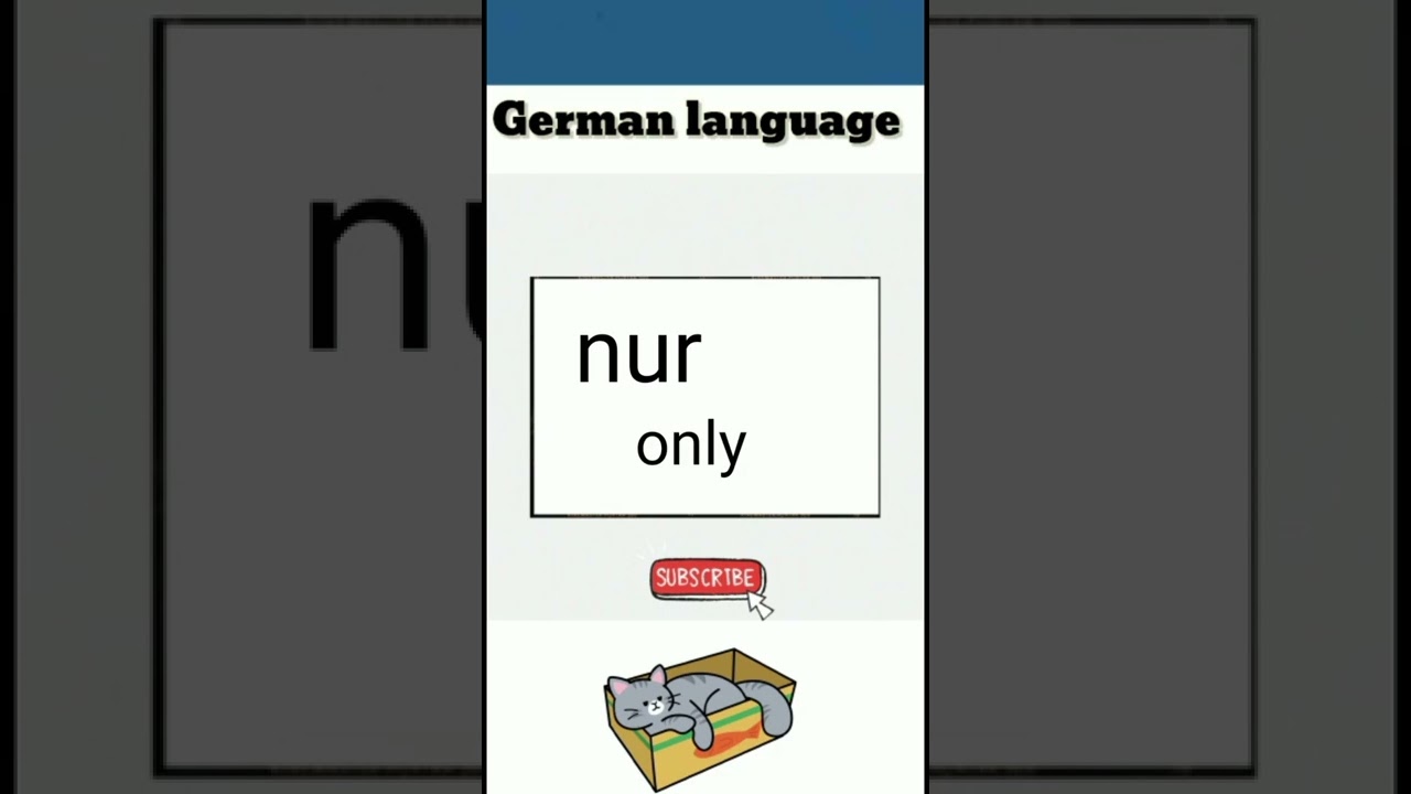 nur ( only) german adverbs