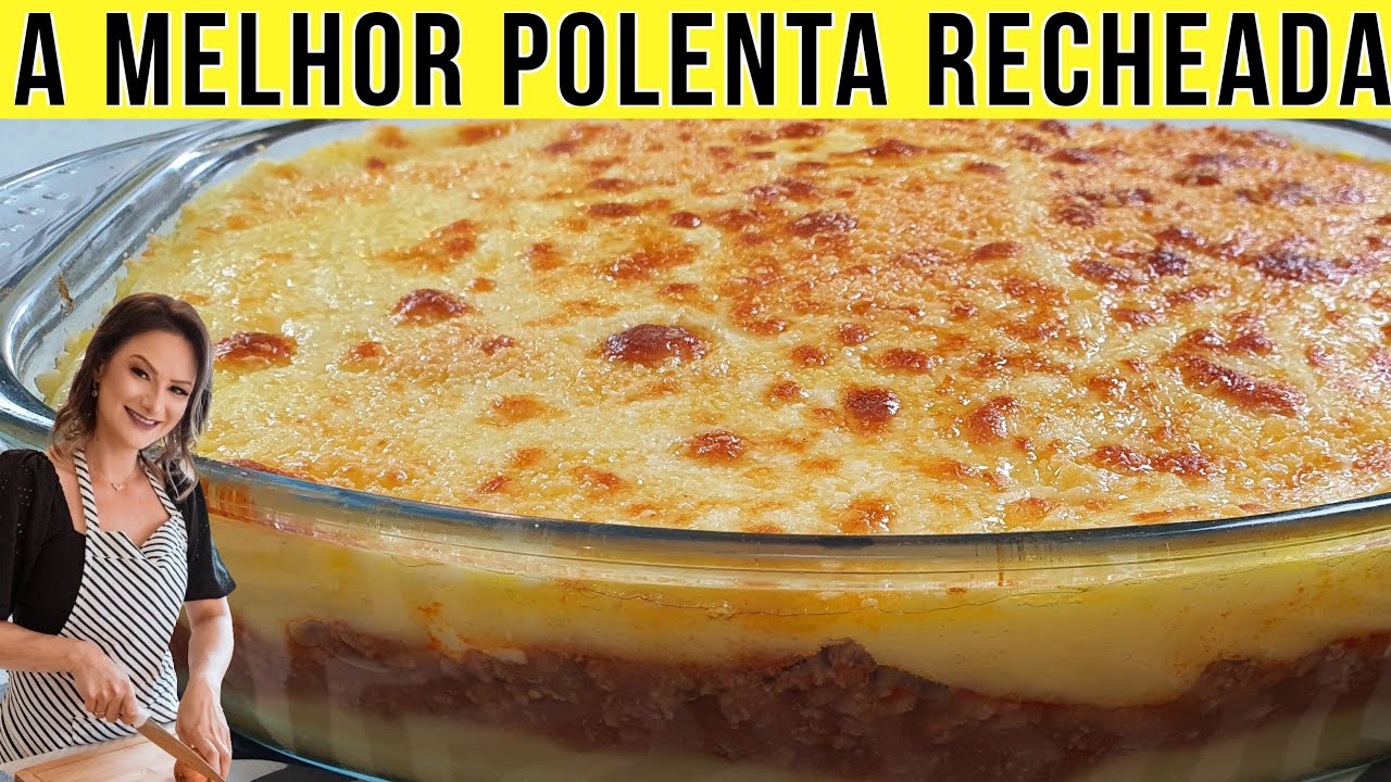 RECEITA DE POLENTA MOLE MUITO CREMOSA | RECHEADA COM CARNE MOIDA | ALMOÇO COMPLETO