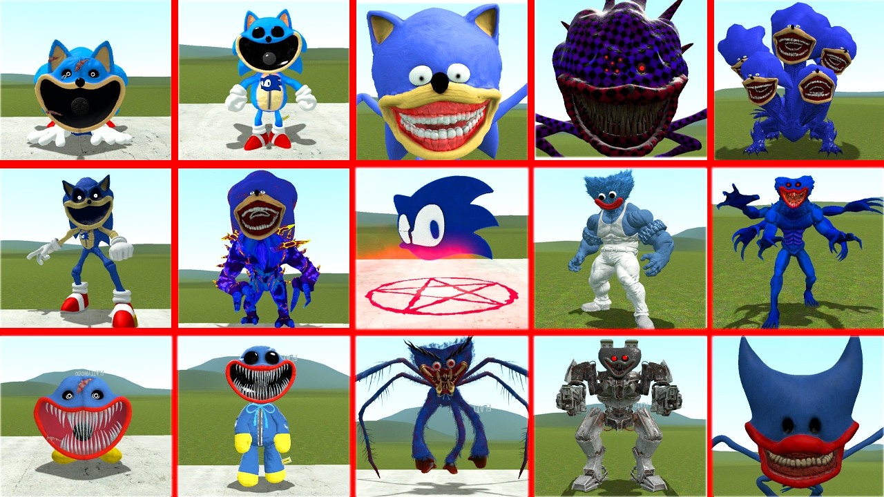 NEW EVOLUTION SPRUNKI SONIC EXE TAPES VS ALL HUGGY WOGGY POPPY PLAYTIME 5 PHASES 1-10 In Garry's Mod