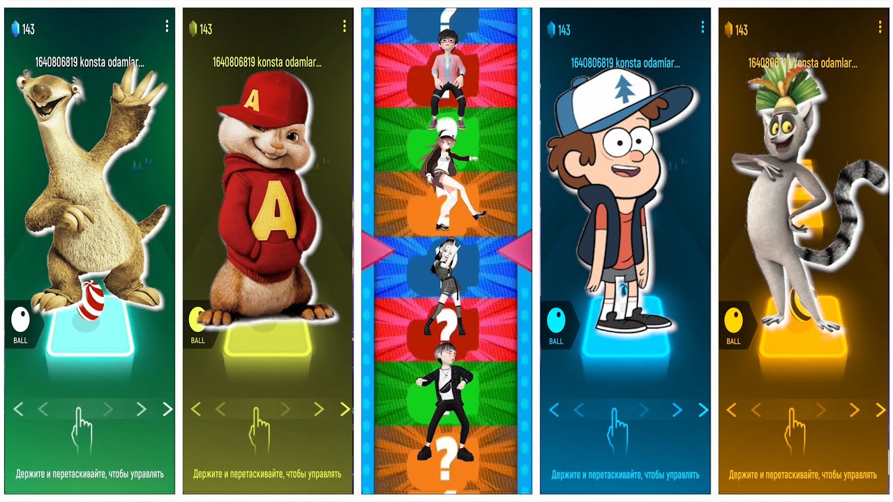 Tiles Hop Wild Mix Sid, Alvin, Dipper Pines & King Julien Surprise Run