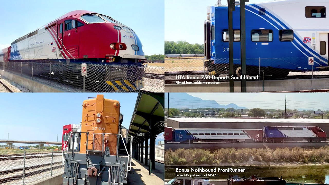 Salt Lake City Trains: UTA FrontRunner Commuter Rail Route 750 via Ogden Union Station, & I-15 60fps