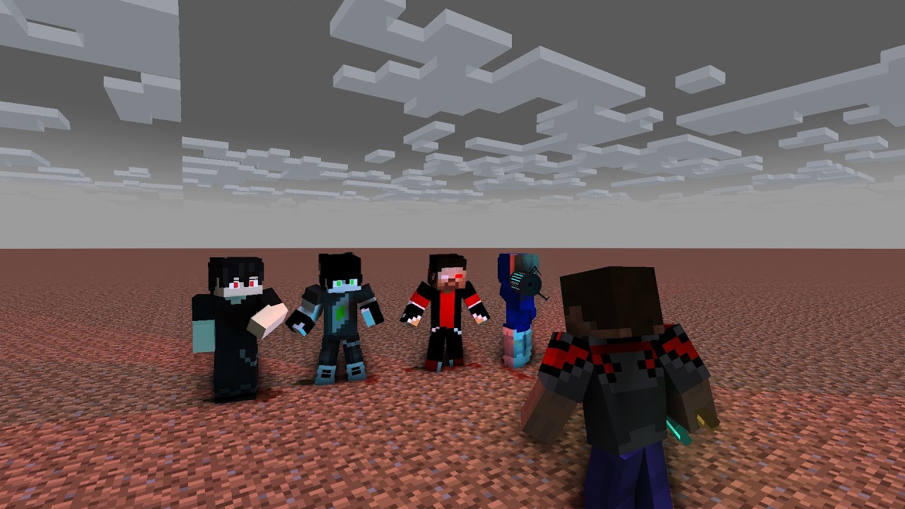 COLLAB . 4 vs 1 herobrine - minecraft animation