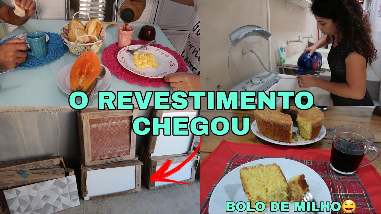 VOLTAMOS COM A OBRA, ALMOÇO SIMPLES, LAVEI VARANDA + BOLO DE MILHO COM COCO DE LIQUIDIFICADOR