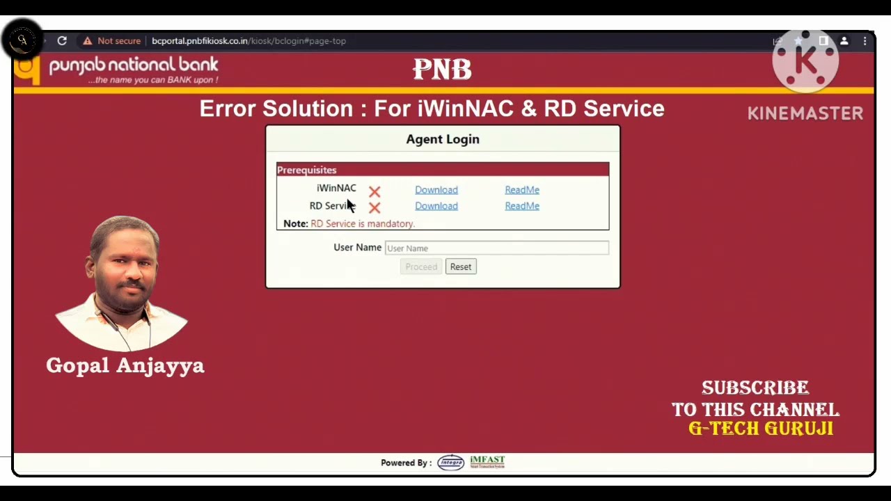 PNB Kiosk Login Error Issue