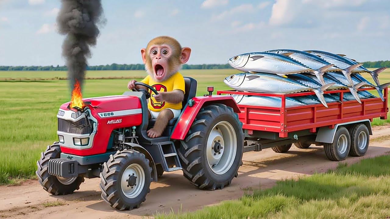 🔥🐒 Monkey NaNa’s Fish Truck EXPLODES and Burns on the Road! What He Does Next Will Shock You! 🐟🚨💥🔥