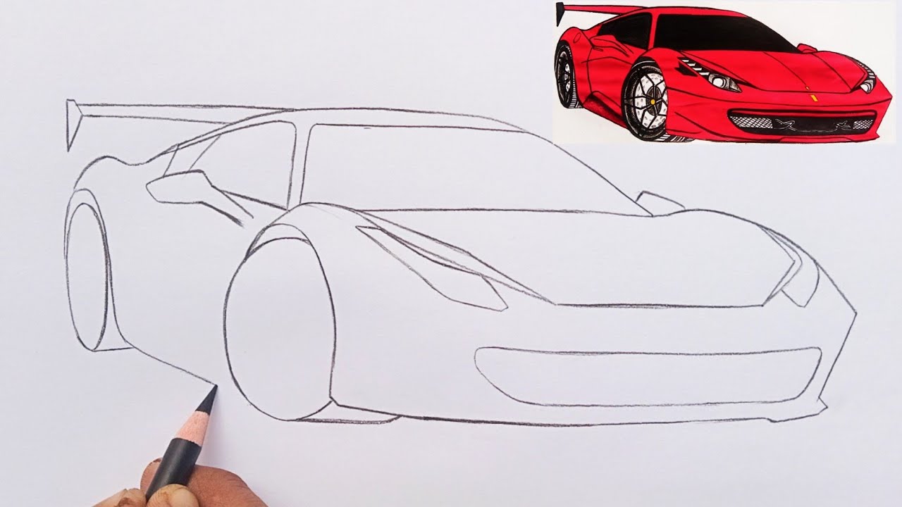 Ferrari 458 Italia Drawing Tutorial | Step by Step Supercar Sketch ✏️🔥