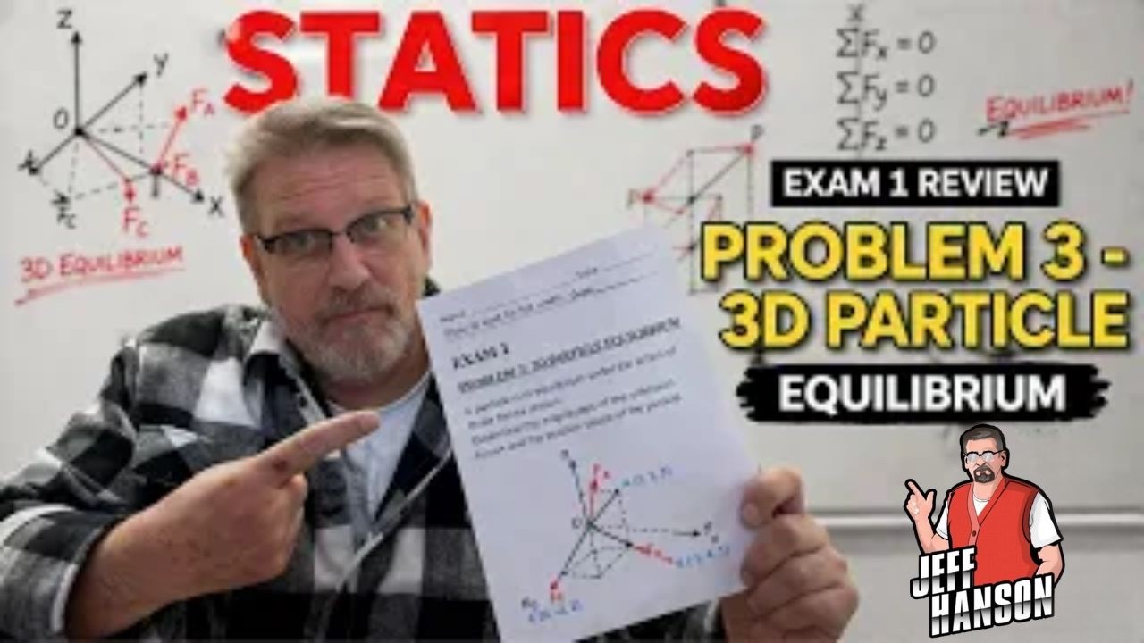 Statics: Exam 1 Review Problem 3, 3D Statics on a Particle