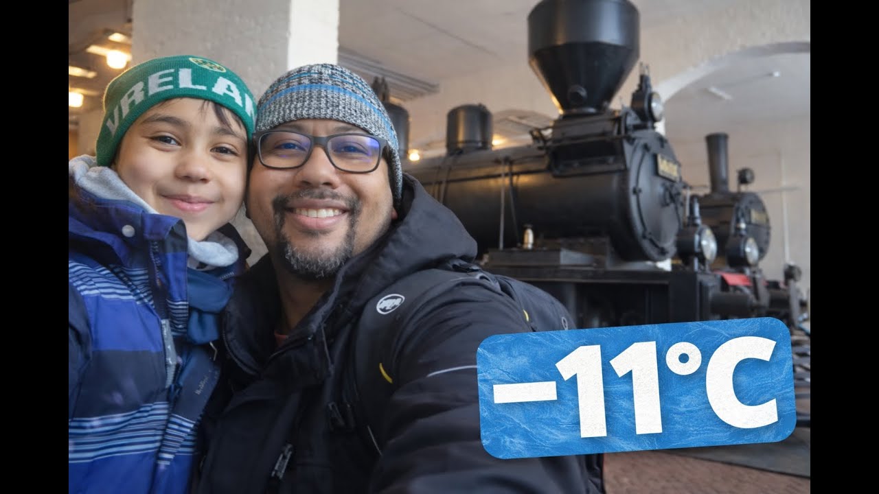 –11 °C na Finlândia 🇫🇮 | Museu de trens em Hyvinkää no inverno