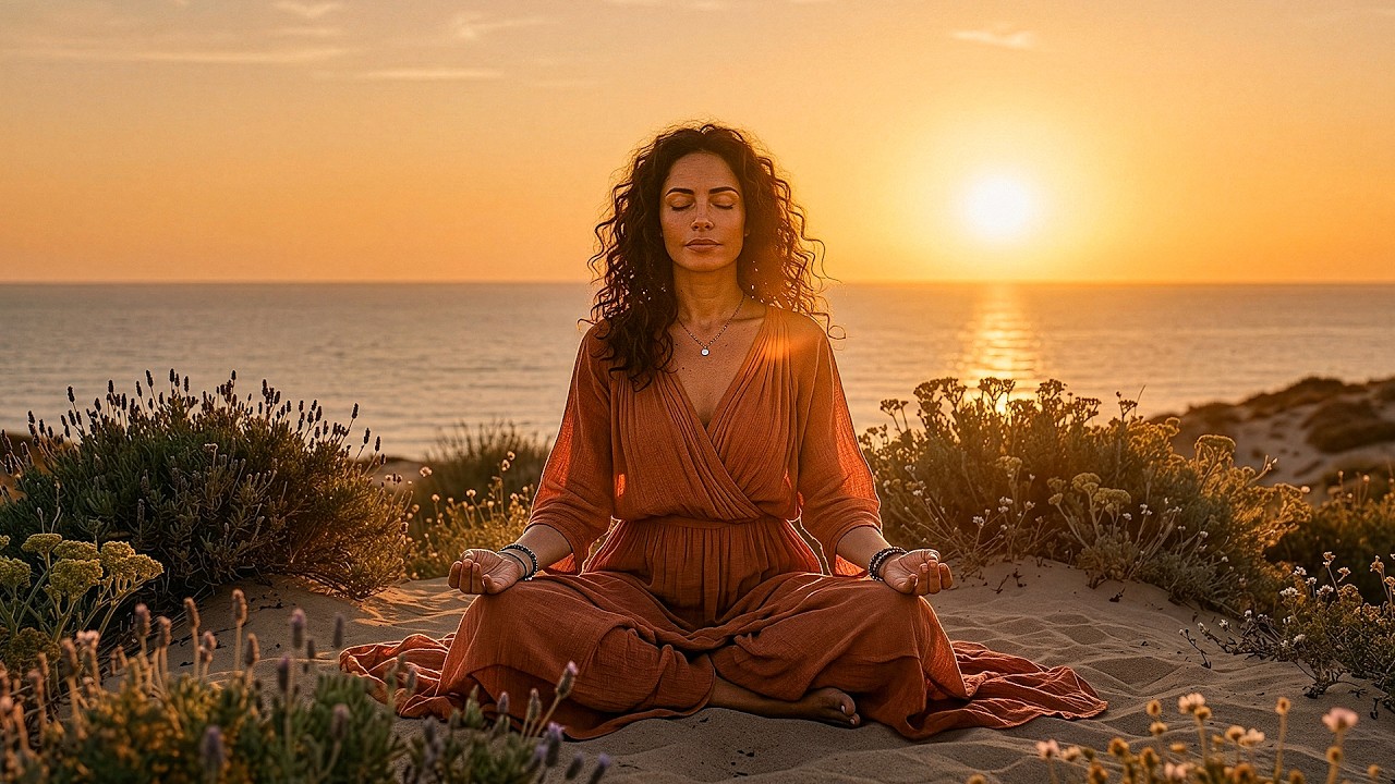 Meditate by the Ocean at Sunset | Release Tension & Overthinking | Mindful Ambient Music