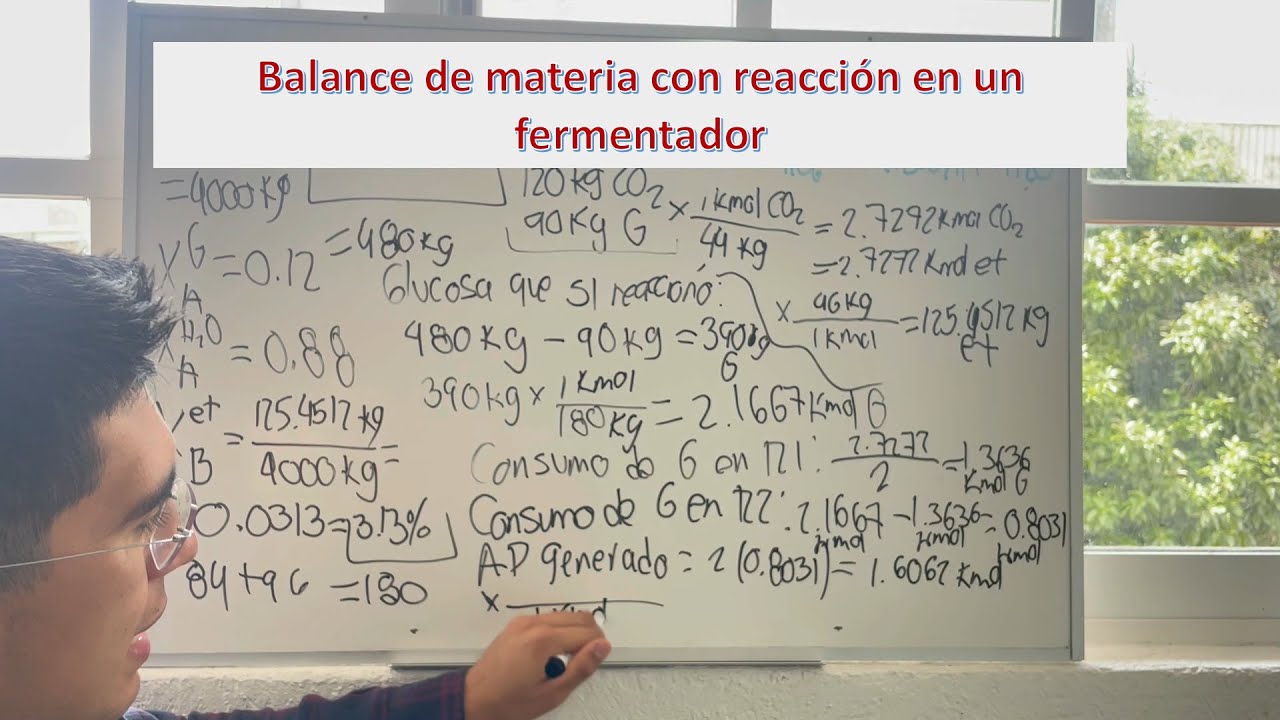 Balance de matería con reacción en un fermentador