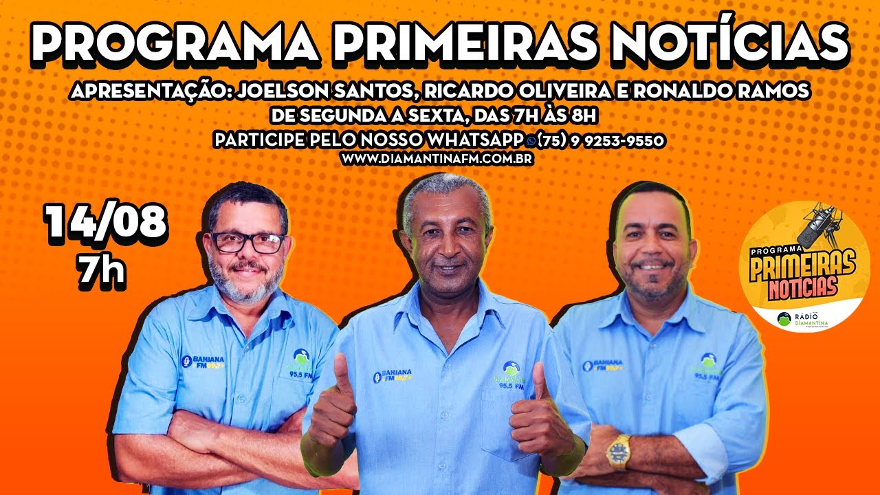 Programa Primeiras Notícias 14/08/2023 | Diamantina FM | A rádio que todo mundo ouve, todo mundo vê!