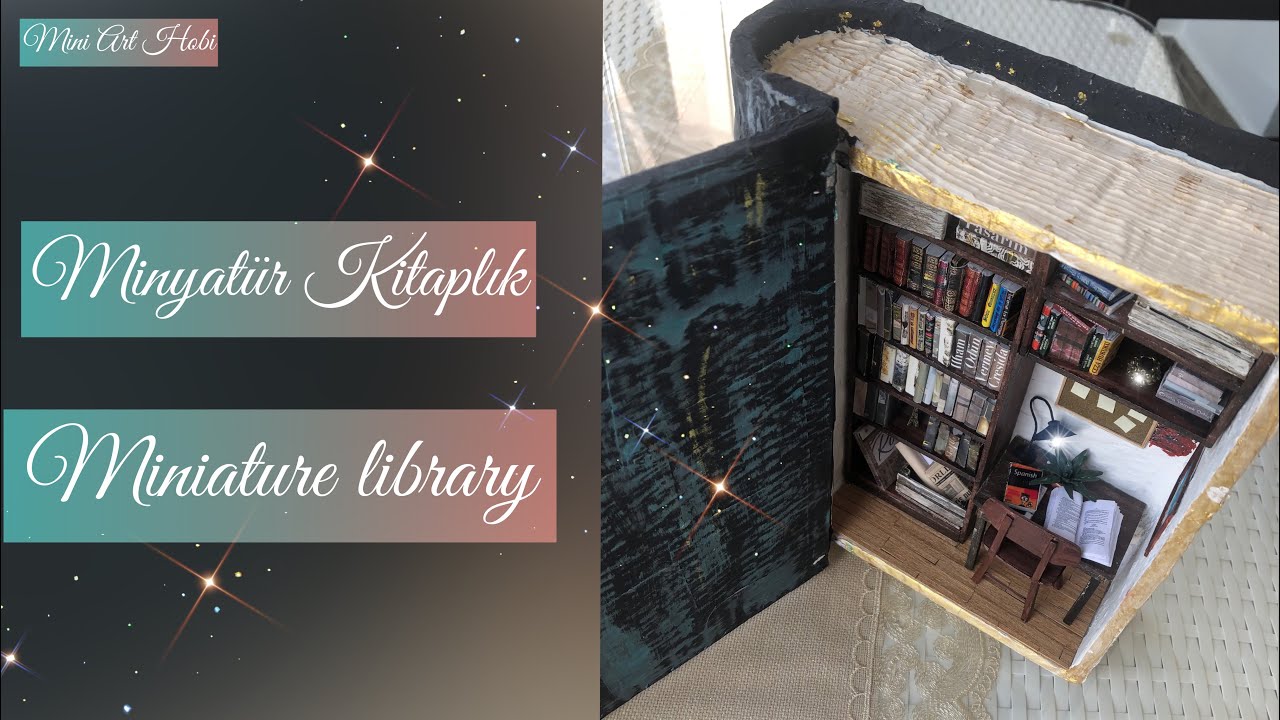Minyatür çalışma odası- Miniature Library-Kitap Şeklinde Kutu Yapımı-Cardboard Craft Ideas-DIY