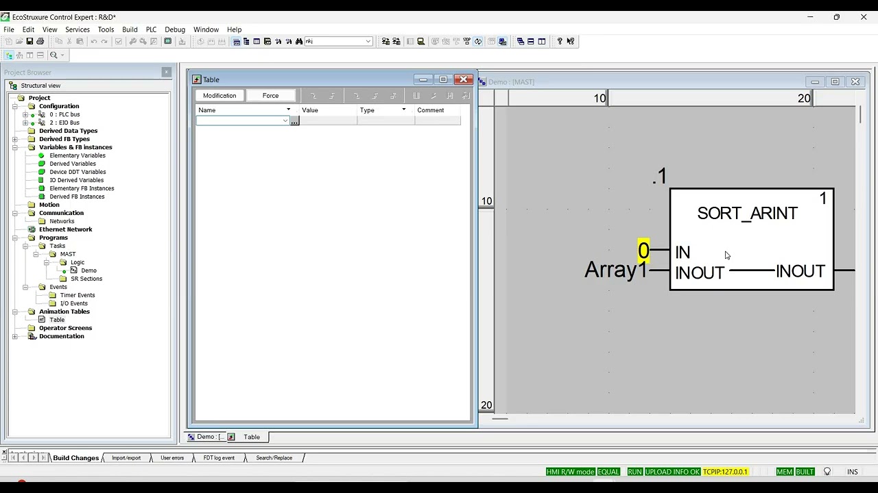 EcoStruxure Control Expert Sort  Array Function Block || M580 PLC || M340 PLC