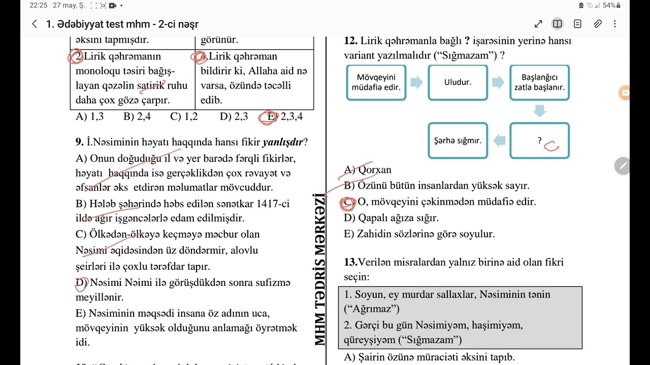 MHM test. İ. Nəsimi #ədəbiyyat #sertifikasiya #abituriyent #miq2023 #izah #izah
