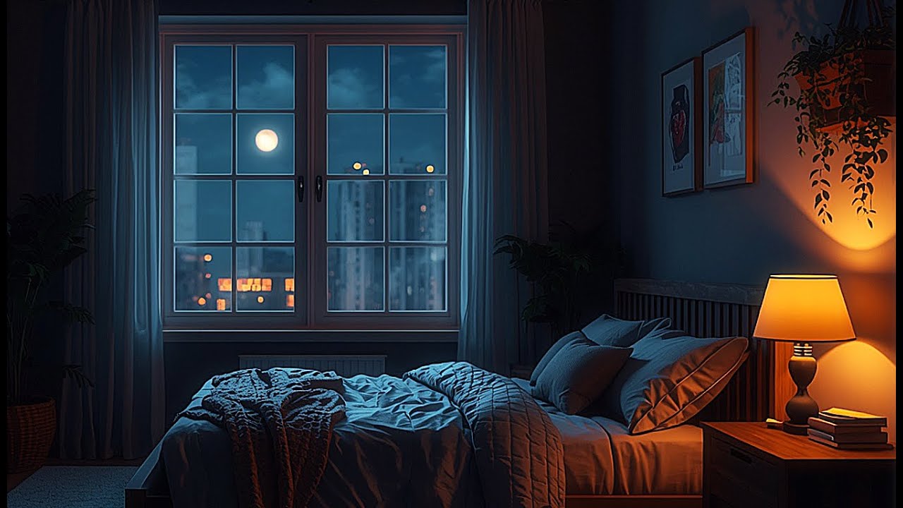 Peaceful Cozy Bedroom at Night  Rain Ambience for Sleep