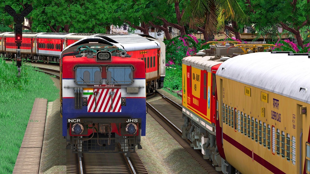 TWO TRAINS CROSSING IN SAME TRACK | BUMPY RAILROAD | RAILWORKS | INDIAN TRAIN SIMULATOR GAMEPLAY
