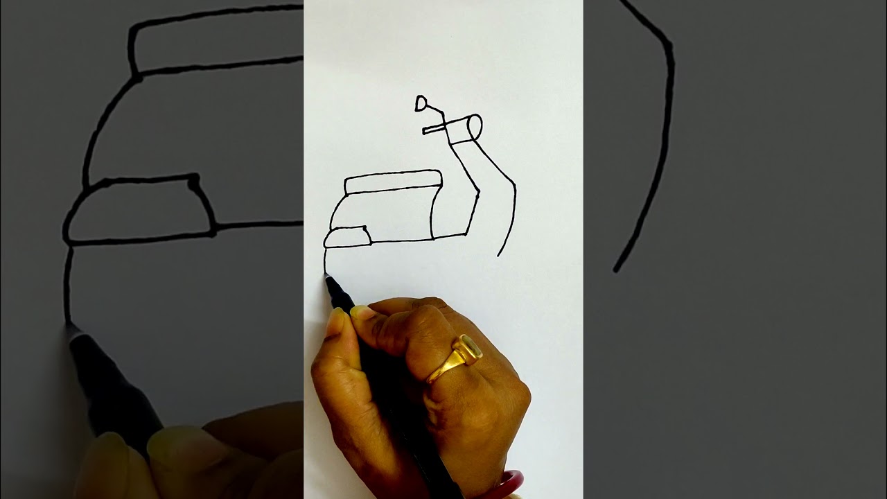 Simple Scooter Drawing, scooter drawing for kids #shorts #ytshorts #kidsdrawing #drawing