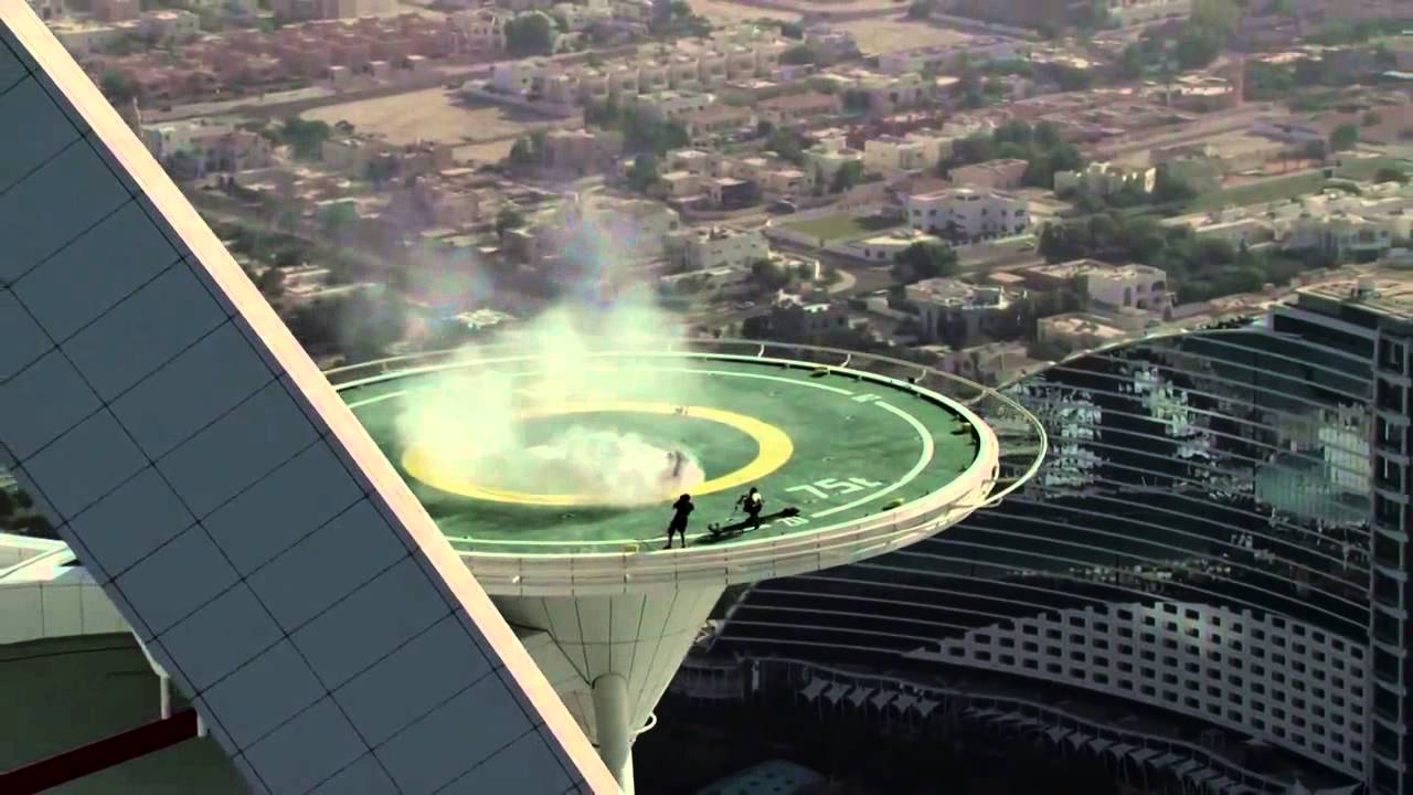 Red Bull F1 car donuts on Burj Al Arab helipad by David Coulthard