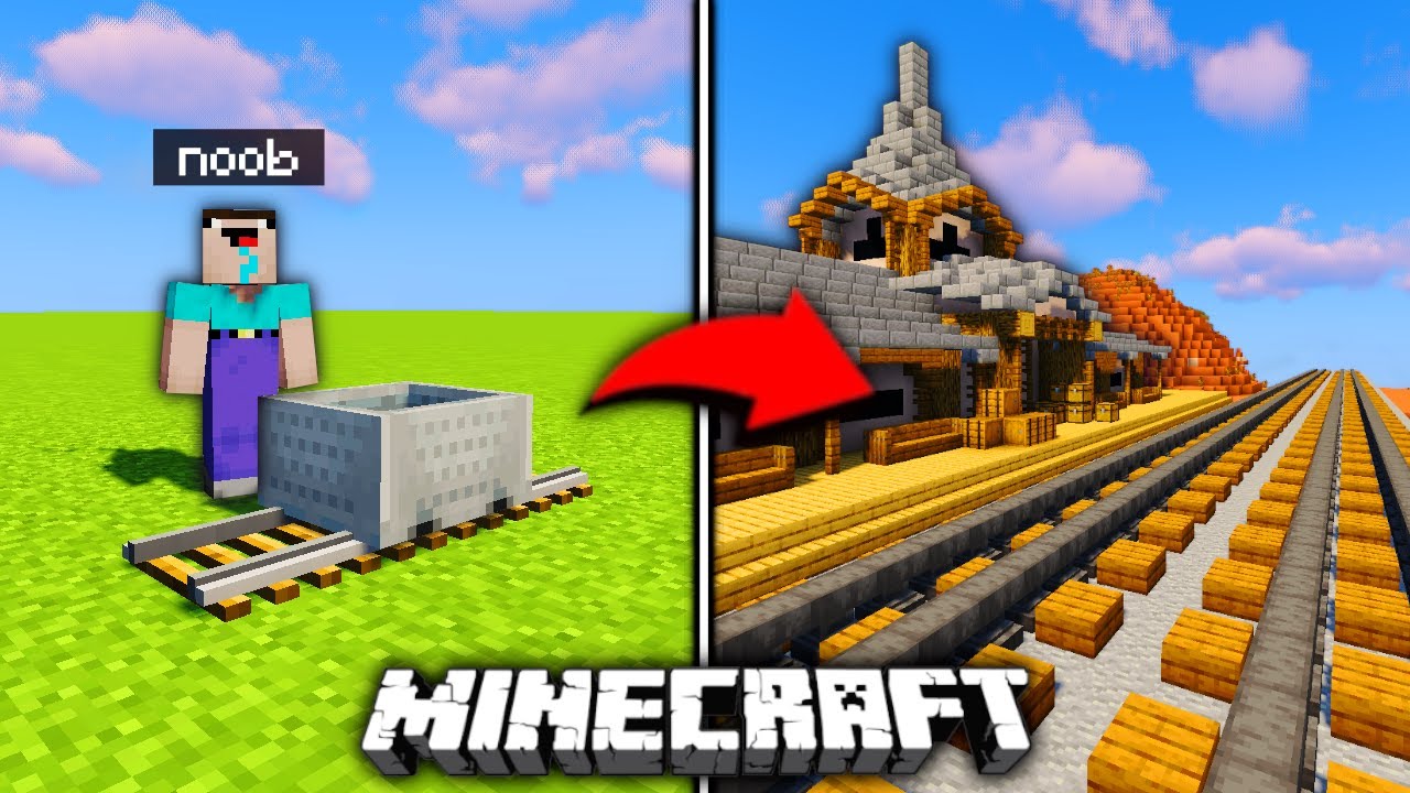 Poprosiłem 10 LOSOWYCH OSÓB aby zbudowali DWORZEC KOLEJOWY w MINECRAFT! *ogromny*