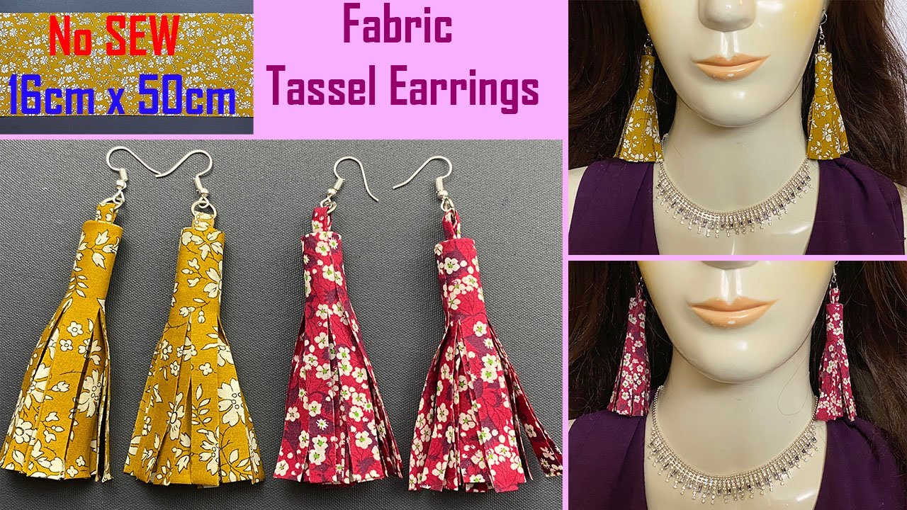 💖 No Sew Fabric Tassel Earrings | How to Make a Tassel | Fabric Tassel | Brincos | कान की | बाली