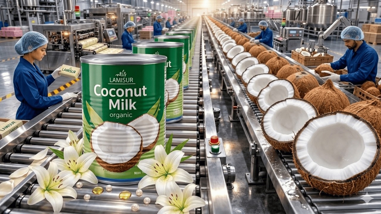 You WON'T BELIEVE How Coconut Milk is Made! | Factory Tour