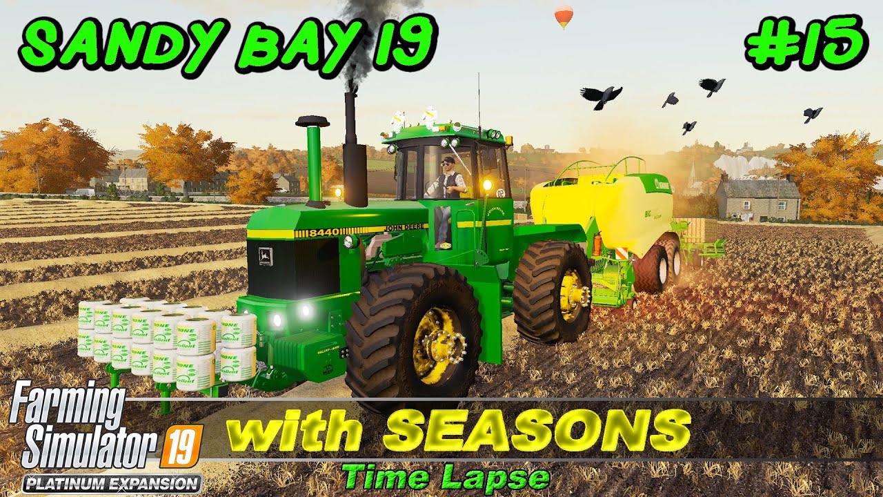 Harvesting Wheat. Animal Care. Baling & Hauling Straw | Sandy Bay 19 | FS19 TimeLapse #15