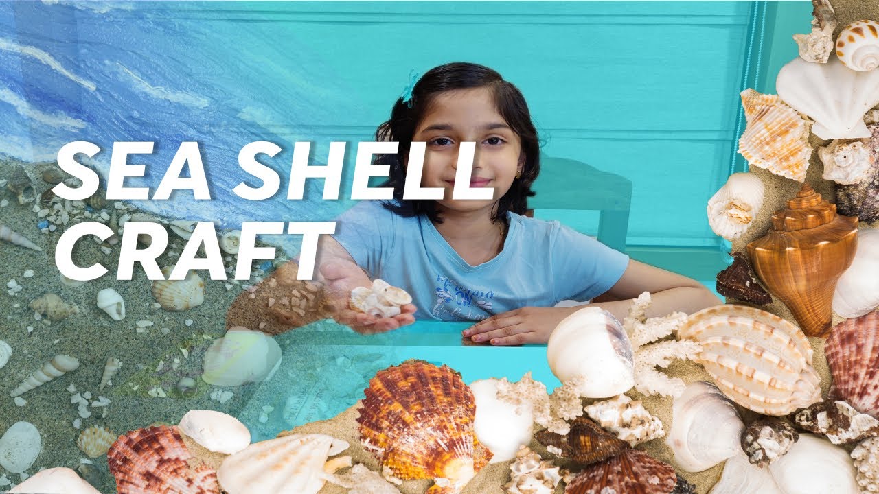 Beautiful sea shell craft  - Beach shore view - Easy craft work - Painting | Eshal Safeer