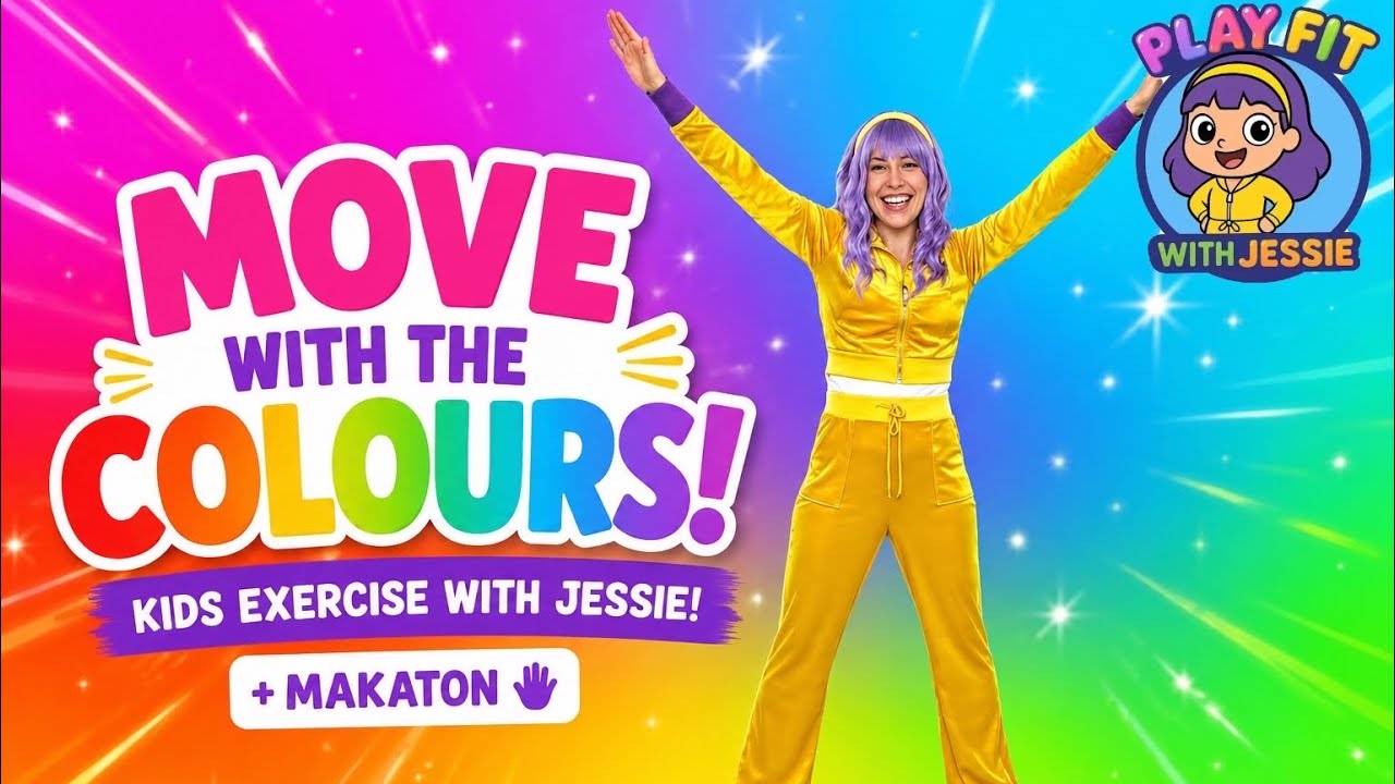 Move with the Colours!  Kids Exercise with Jessie | Pink, Orange & Rainbow Fun + Makaton