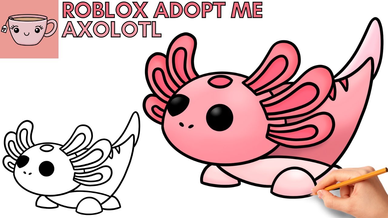 How To Draw Axolotl Roblox Adopt Me Pet | Cute Easy Step By Step Drawing Tutorial
