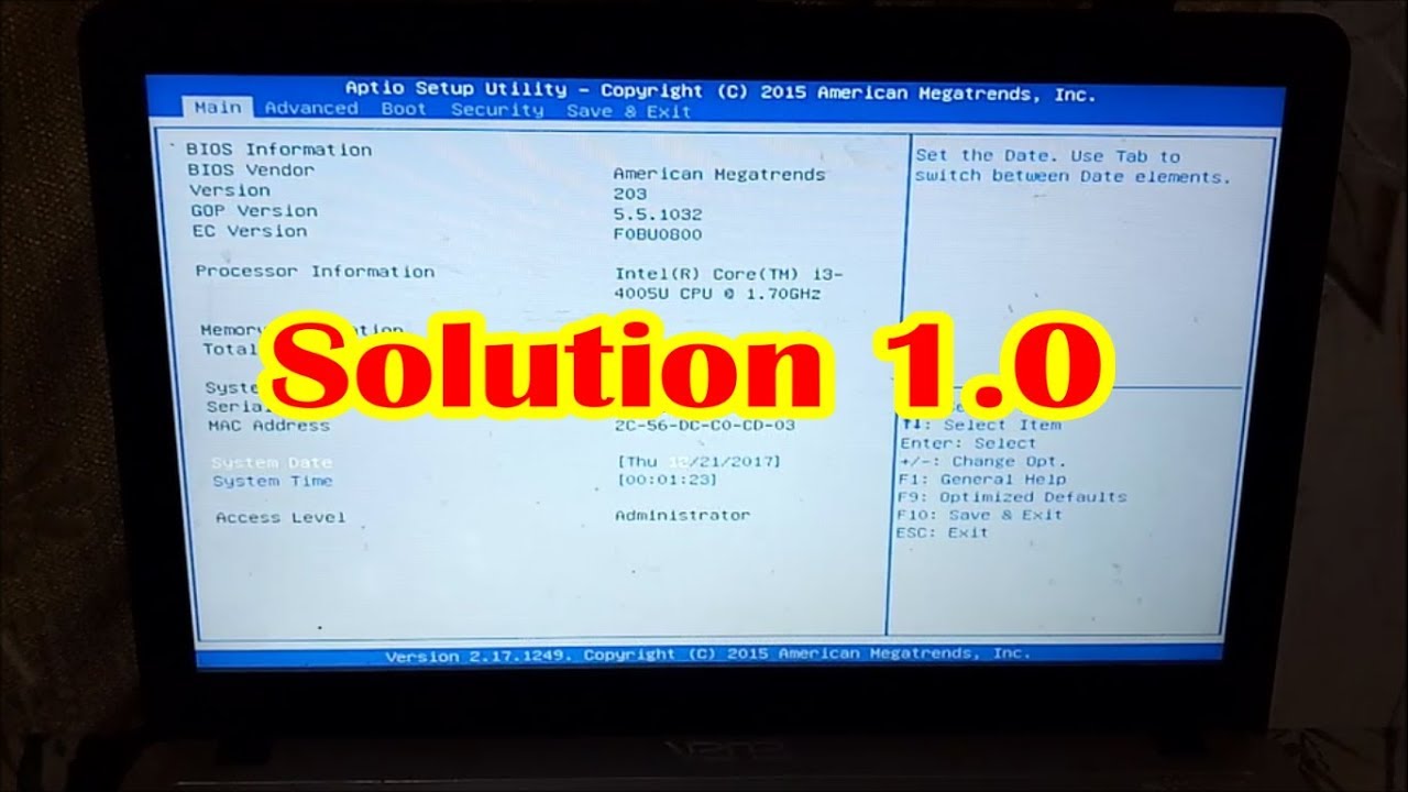 Aptio Setup Utility Asus 99.9% fix | 2018