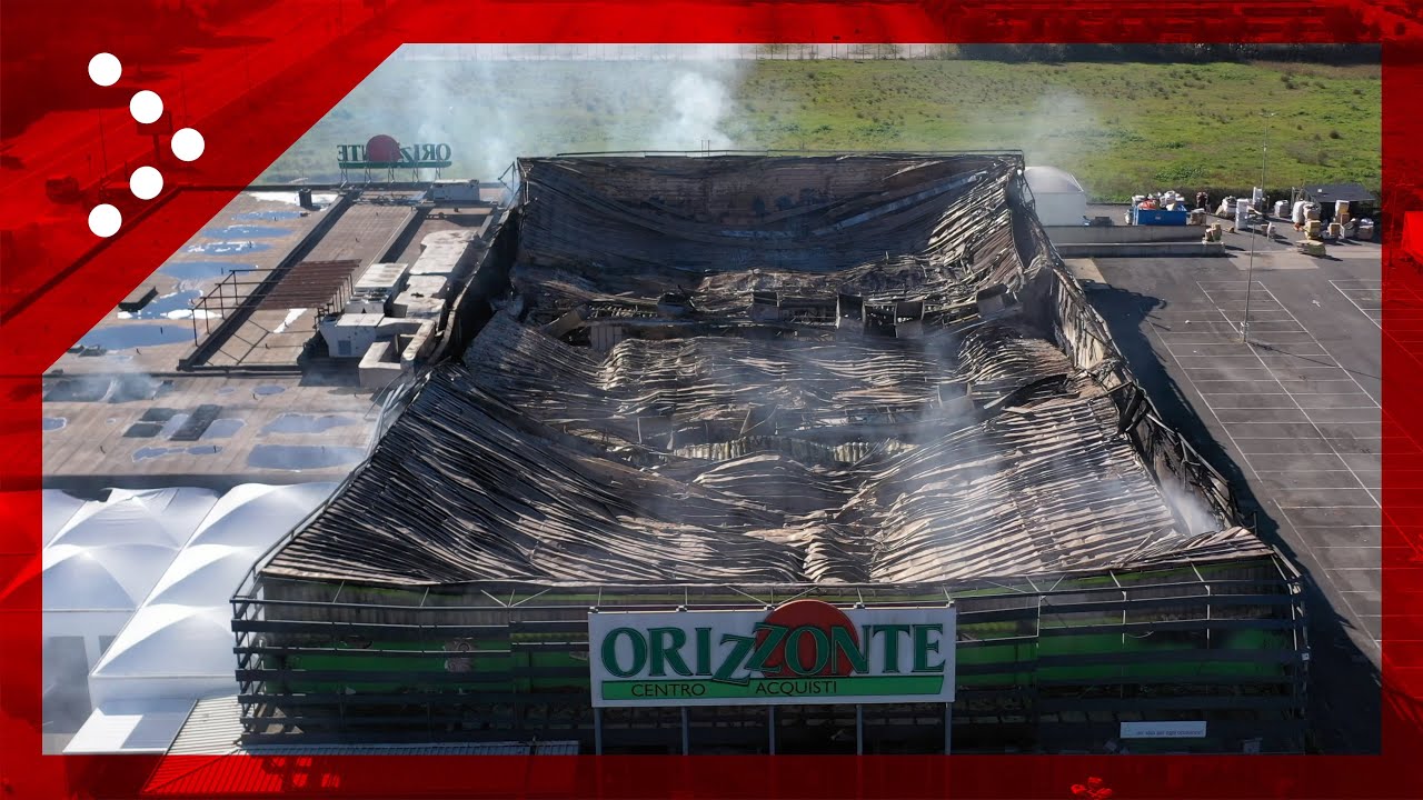 Maxi-incendio a Castel Romano, le immagini aeree dello store 