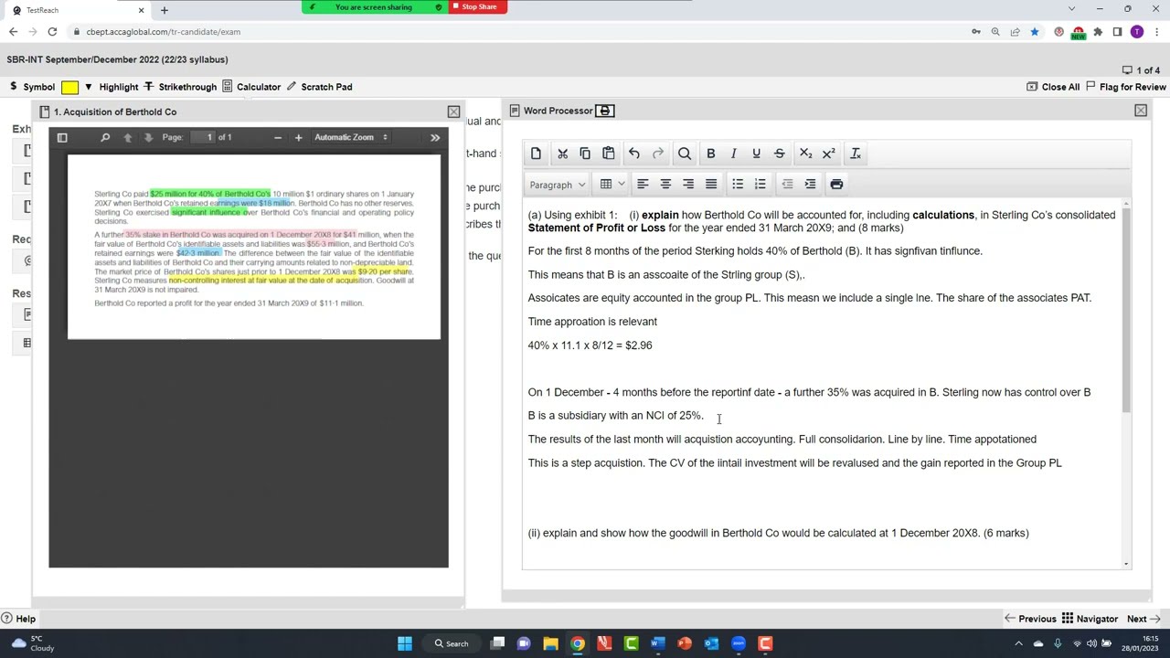 How to work an SBR exam Q to time. Q1 Sterling. Sept Dec 22