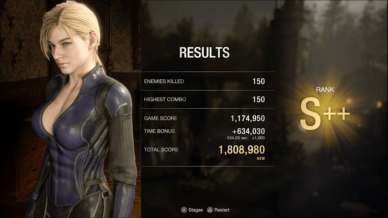 RE4 Remake: Battlesuit Jill Valentine (ReVerse) Costume Mod Mercenaries Showcase S++ Rank (Village)