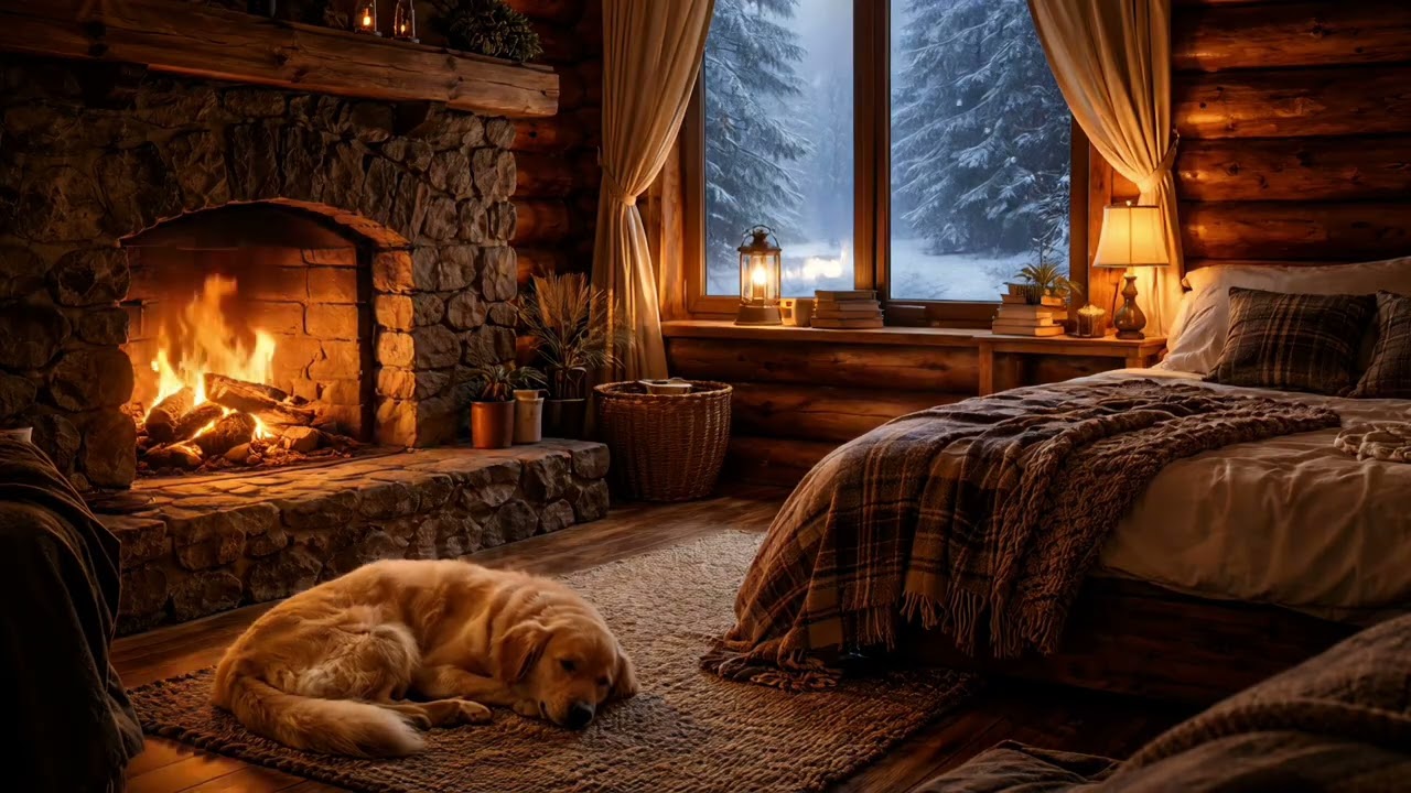 Fireplace & Snowstorm Piano for Deep Sleep | Cozy Medieval Night