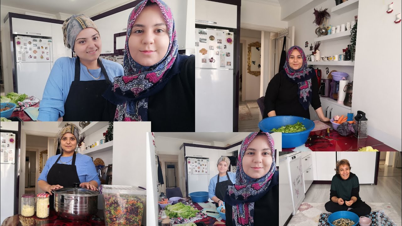 Lahana sarıyoruz / Bi leğen salata yapıyoruz / buzluğa sarımsak nasıl konur