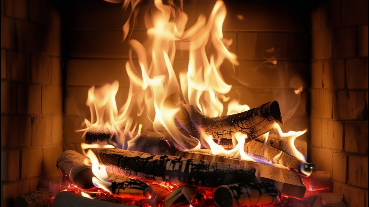 Ancient Warmth: A Fireplace to Calm the Mind - Golden Glow