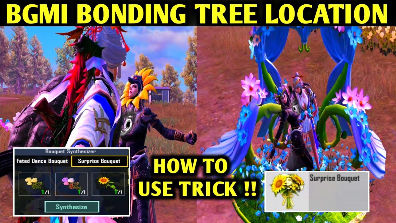 😍BGMI BONDING TREE SECRET LOCATION | HOW TO USE SURPRISE BOUQUET & FATED DANCE BOUQUET IN PUBGM/BGMI