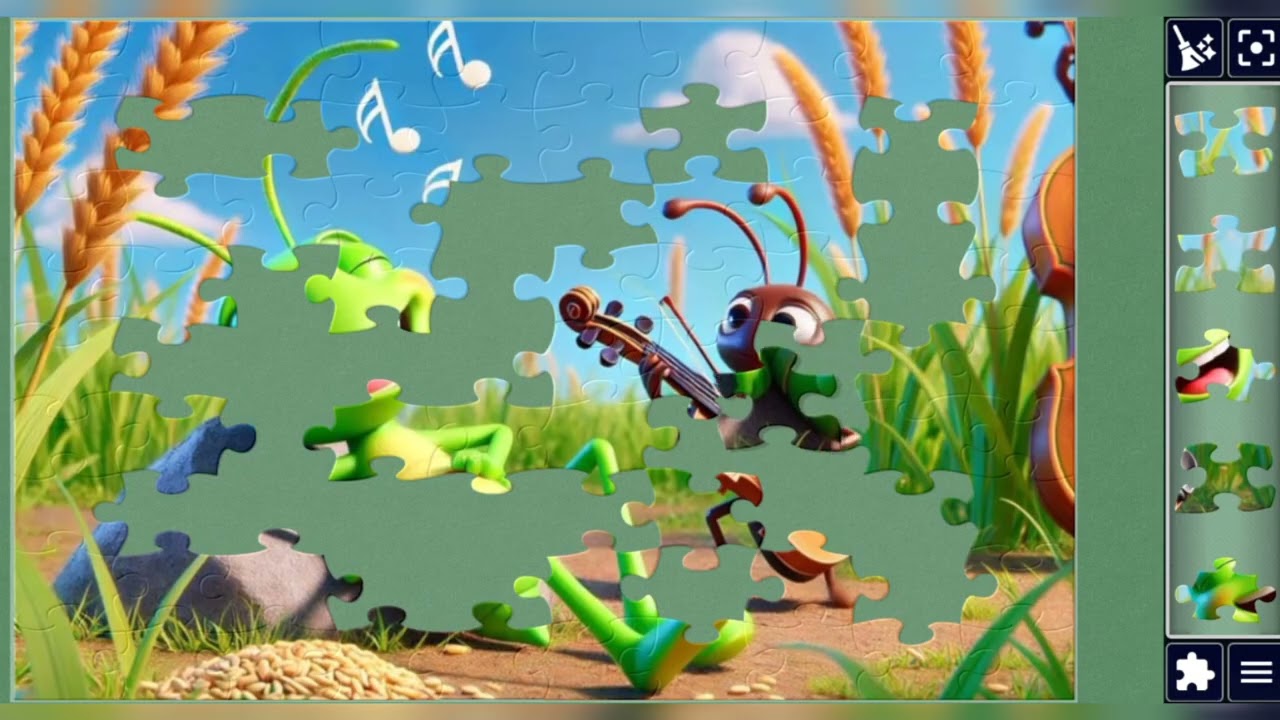 Fiddling Ant 🐜& the Happy Grasshopper 🦗🎻🧩//Musical puzzle 🧩//@jigsawart4512 