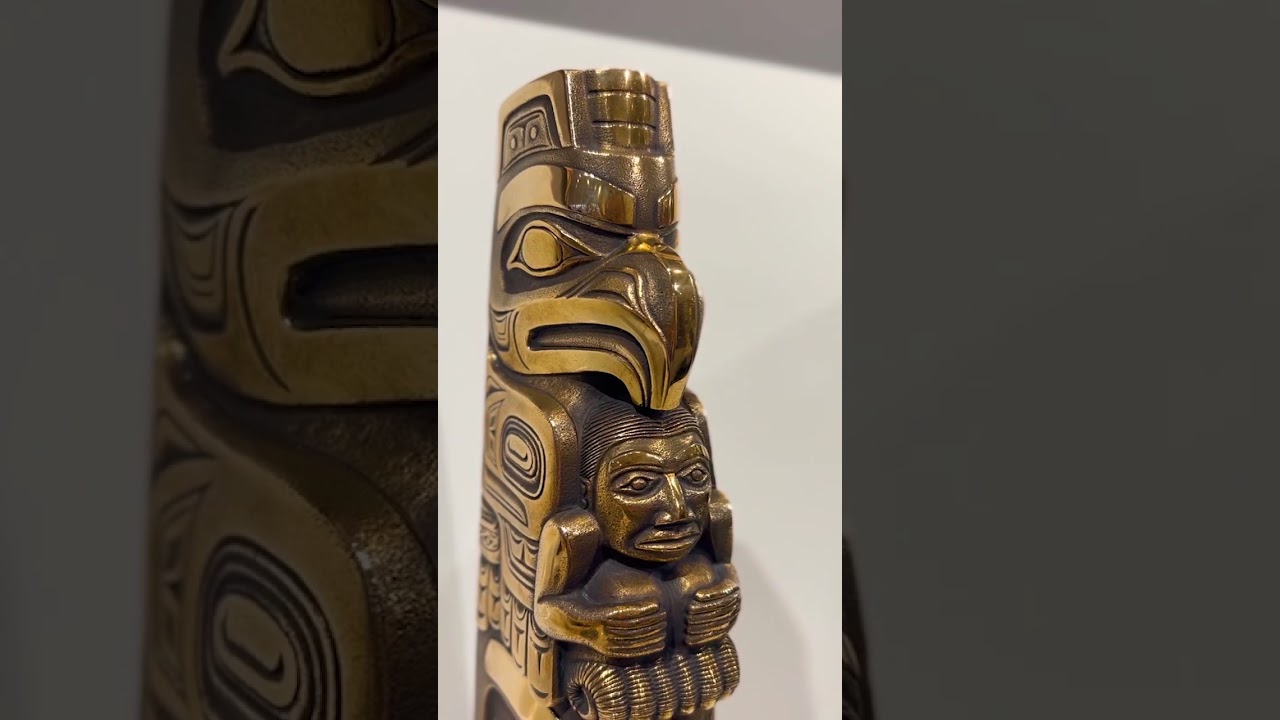 Earth, Sea, and Sky Model Totem Pole by Christian White, Haida Nation