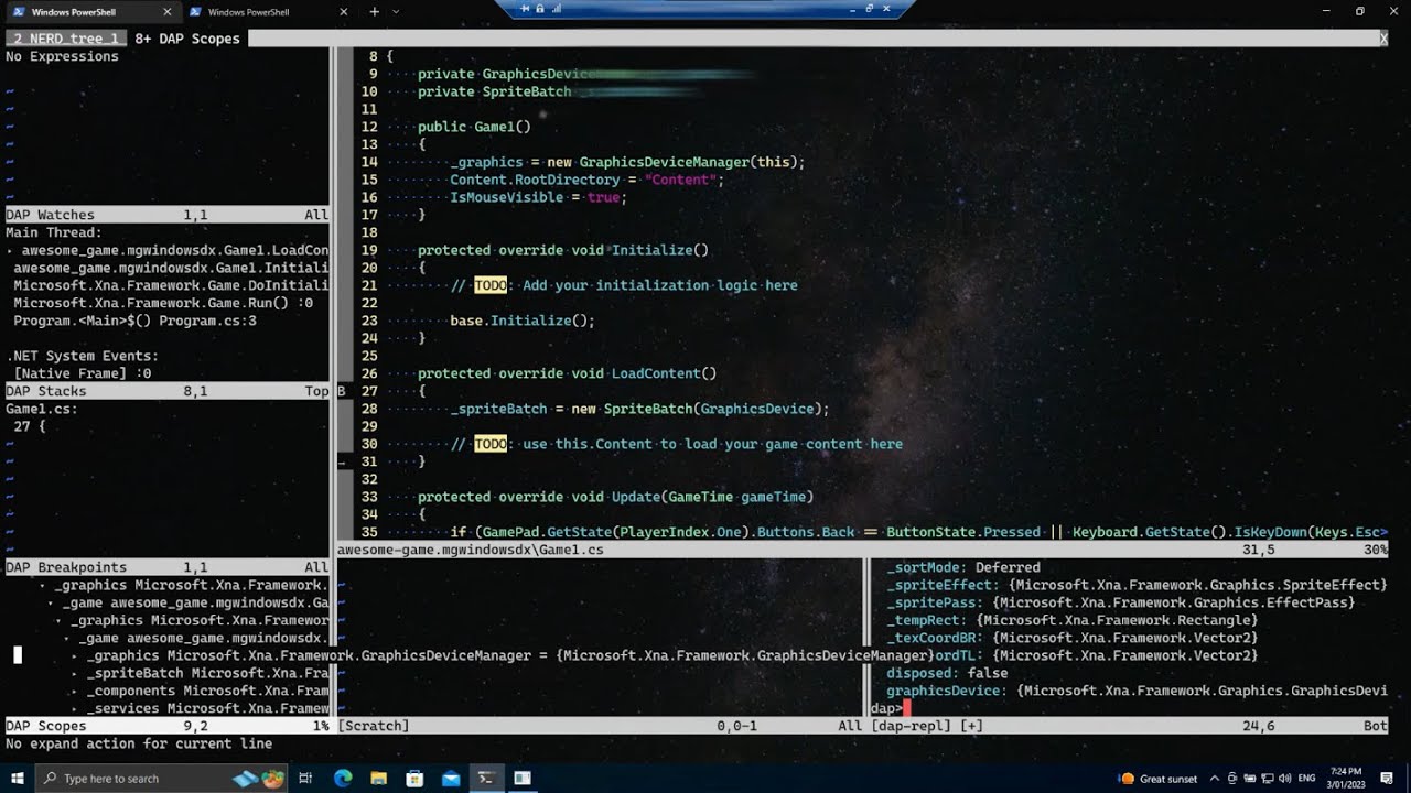 Interactive debugging of .Net apps in NeoVim