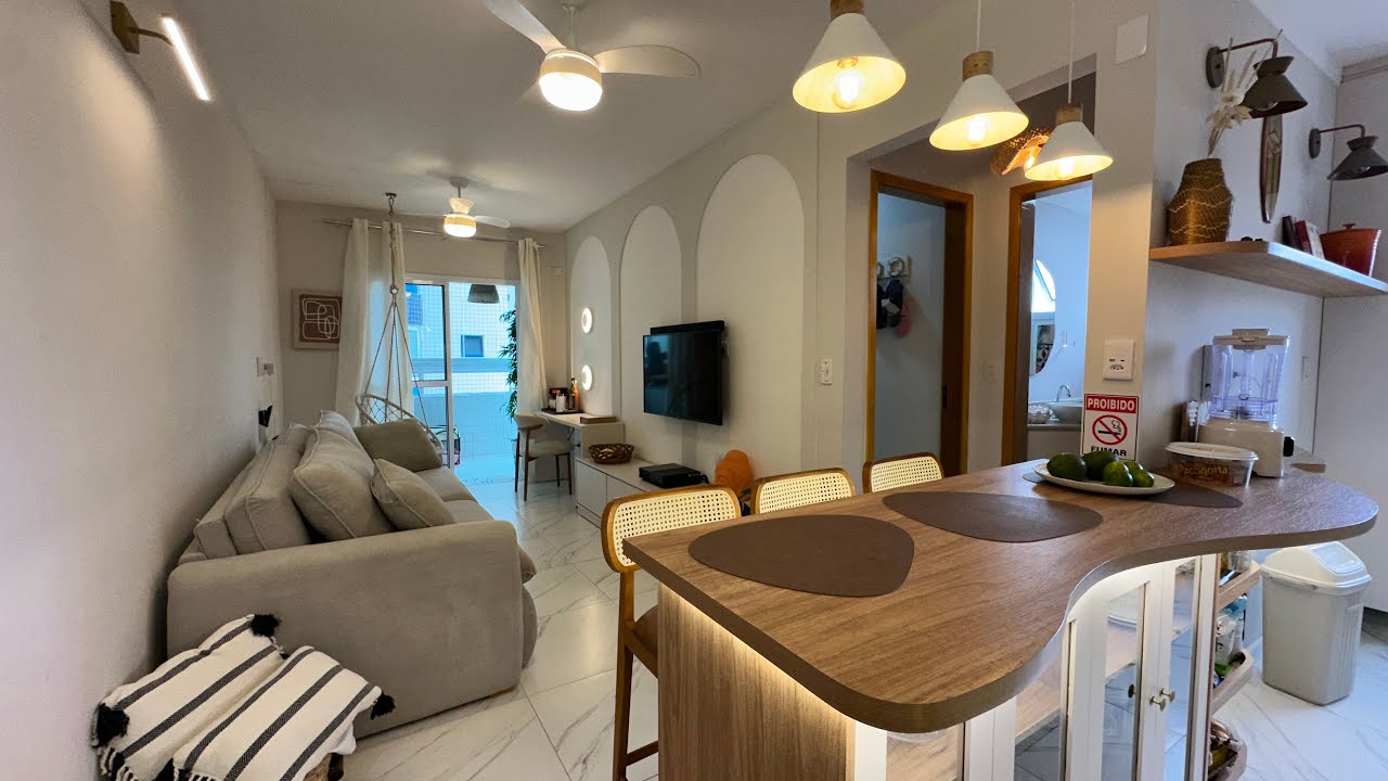Apartamento DECORADO com 1 suíte à venda, 51 m² por R$ 420.000 - Vila Guilhermina - Praia Grande/SP