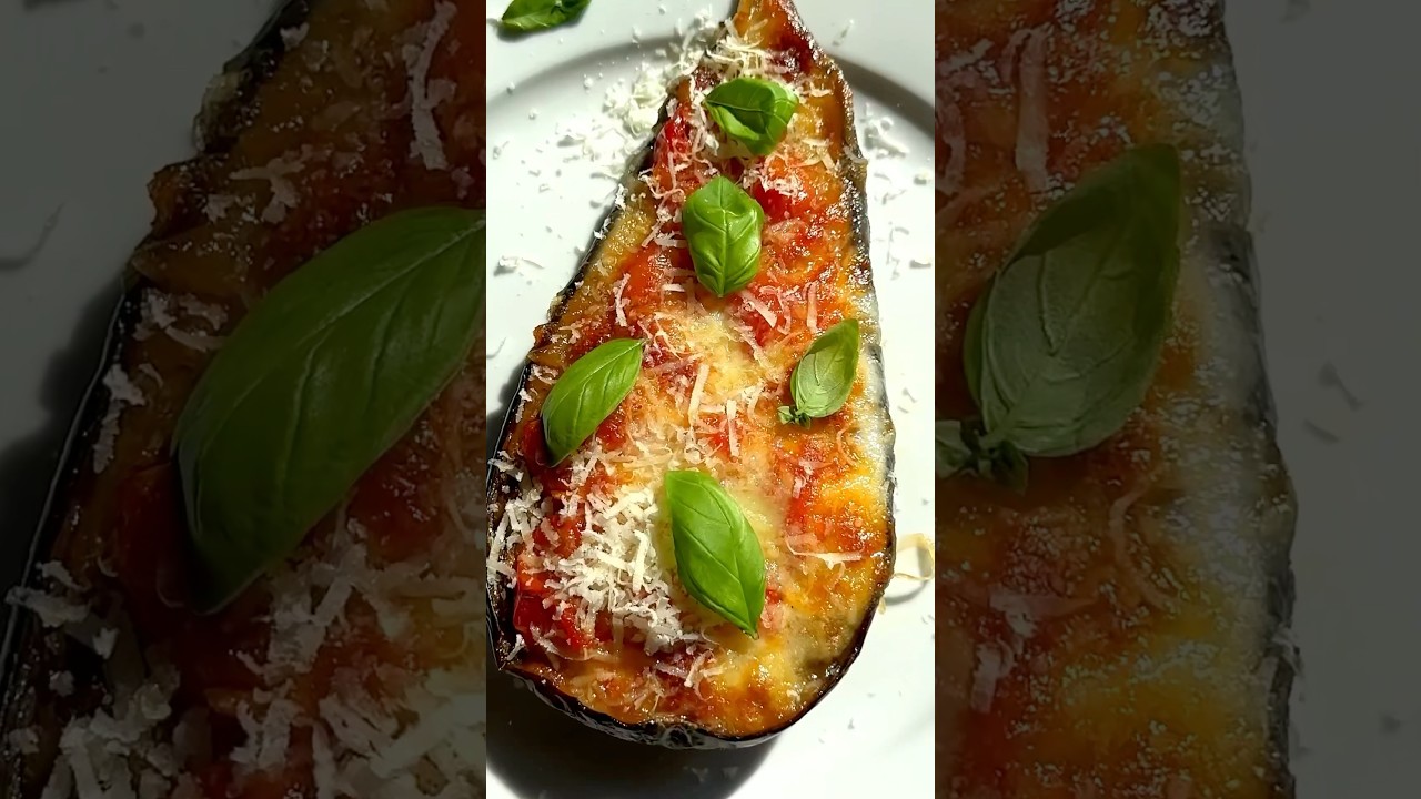 Baked Eggplant with Tomatoes & Mozzarella #bakedeggplant #asmrcooking