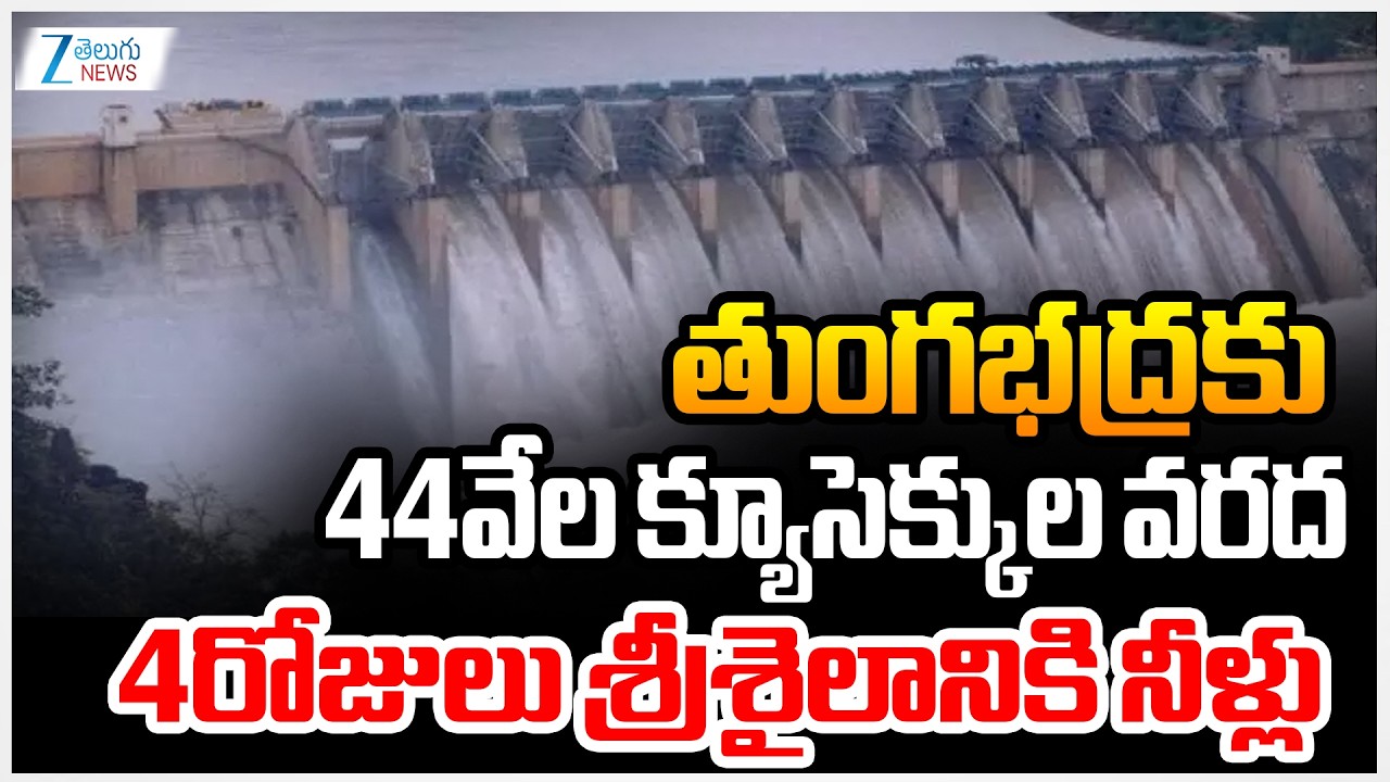 Tungabhadra | Srisailam Flood Waterతుంగభద్రకు 44వేల క్యూసెక్కుల వరద 4రోజులు శ్రీశైలానికినీళ్లు | ZEE