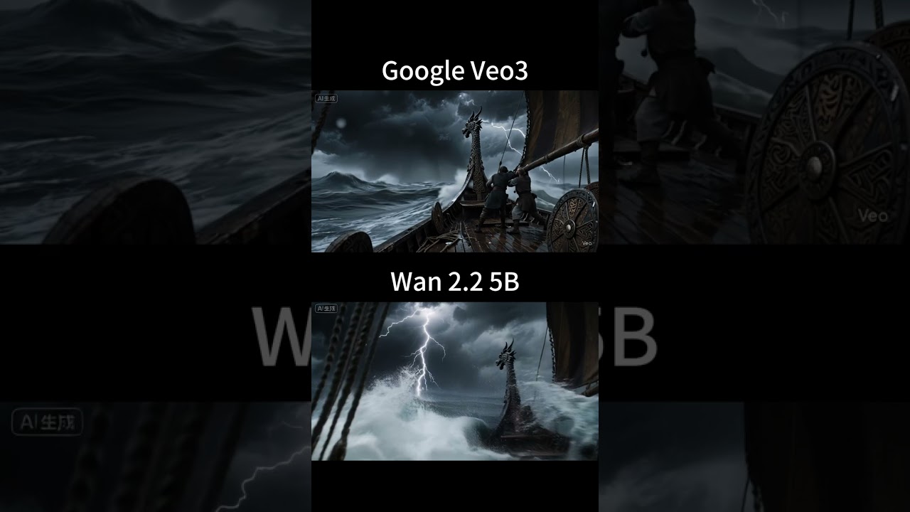 Compare Wan 2.2 with Google Veo 3 - image to video #wan2 #veo3 #aivideo #wan22