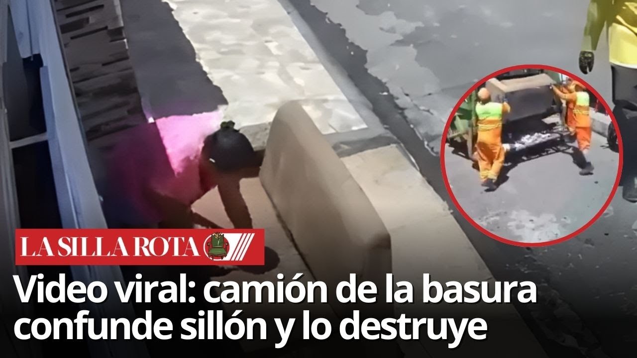 Mujer saca un sill&oacute;n a secar y el cami&oacute;n de la basura se lo lleva | VIDEO viral