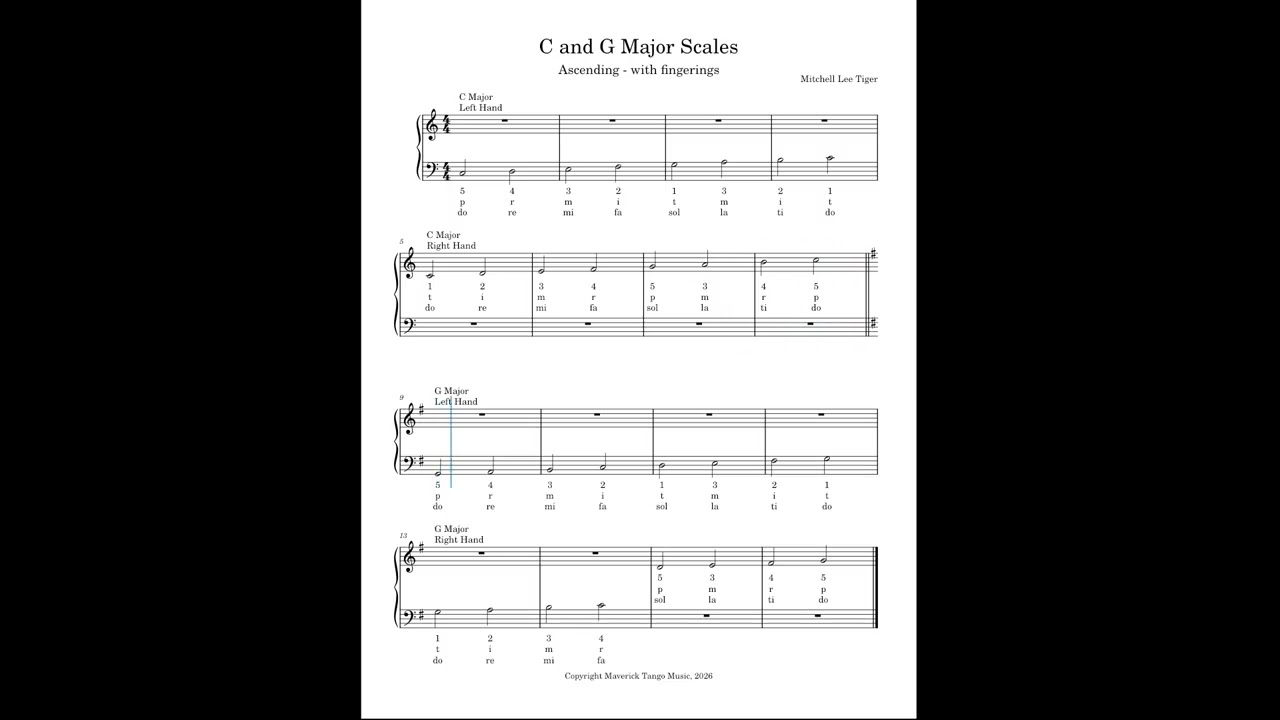 C Major and G Major Scales, Piano Study