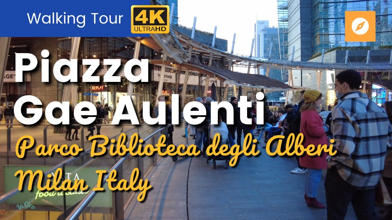 PIAZZA GAE AULENTI (winter) Milan Italy | Video Walks 4K